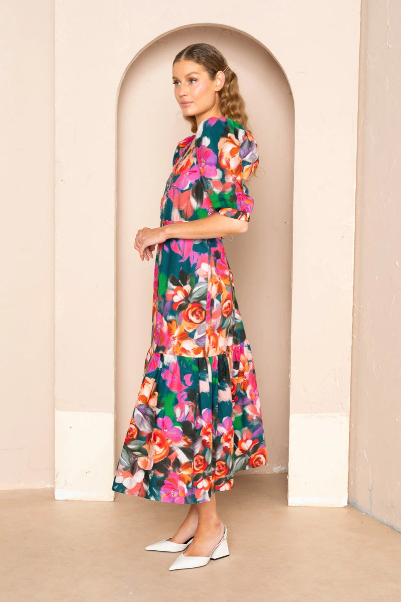 ANTOINETTE TIERED MIDI DRESS | Painterly