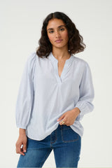 KAMILENA BLOUSE in Blue + White Stripe by Kaffee
