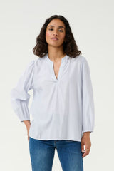 KAMILENA BLOUSE in Blue + White Stripe by Kaffee