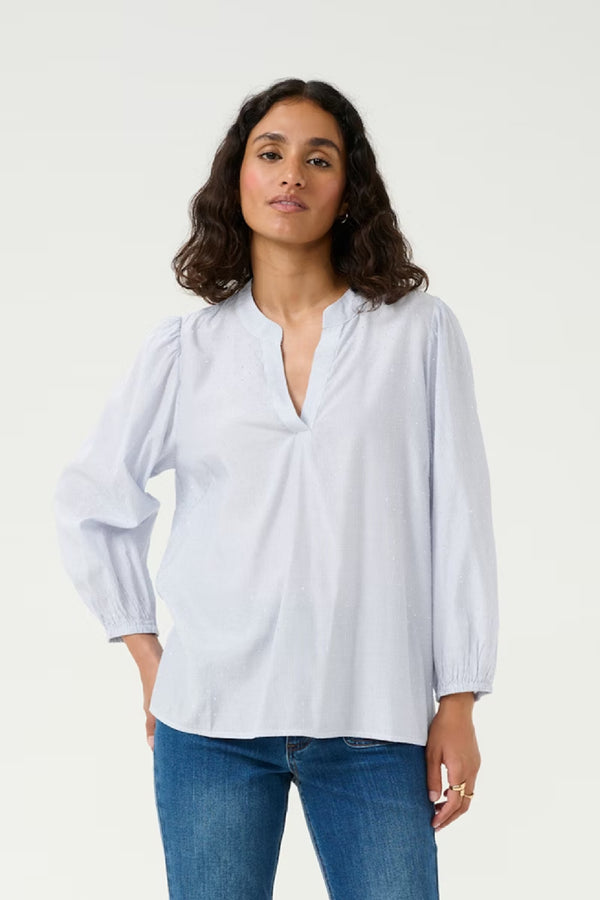 KAMILENA BLOUSE in Blue + White Stripe by Kaffee