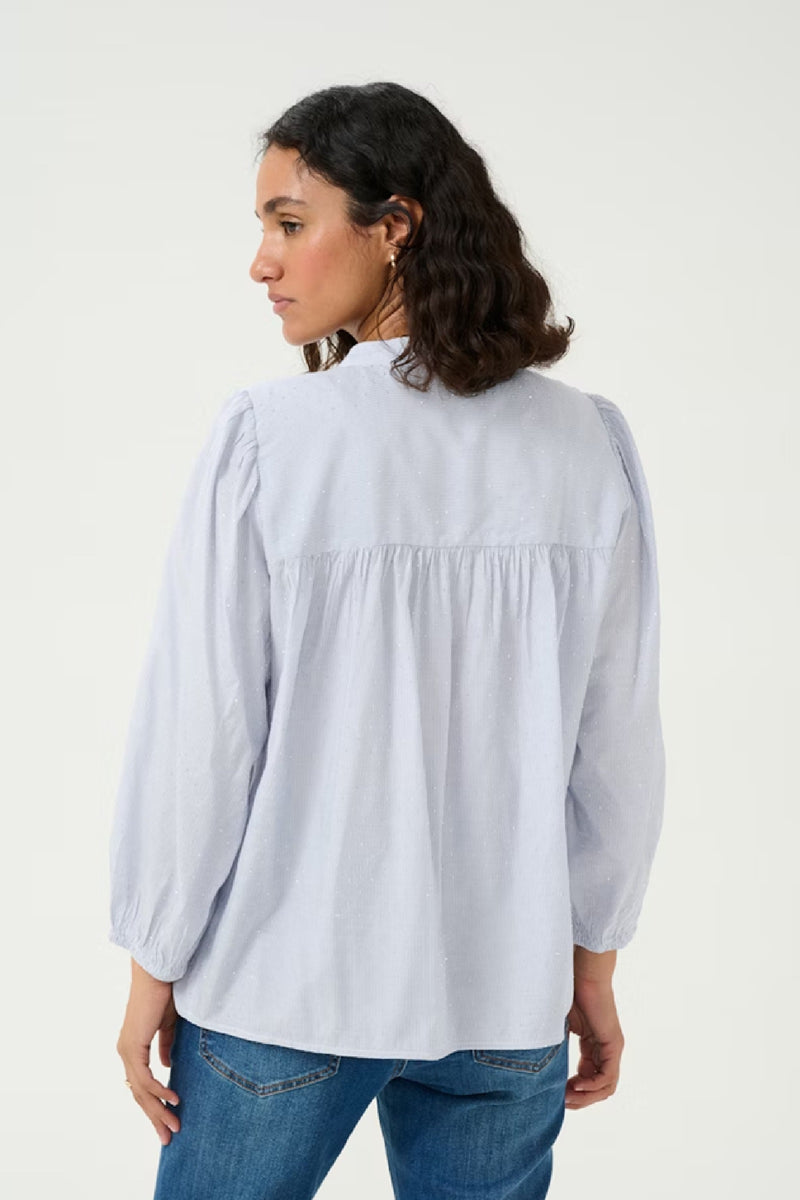 KAMILENA BLOUSE in Blue + White Stripe by Kaffee