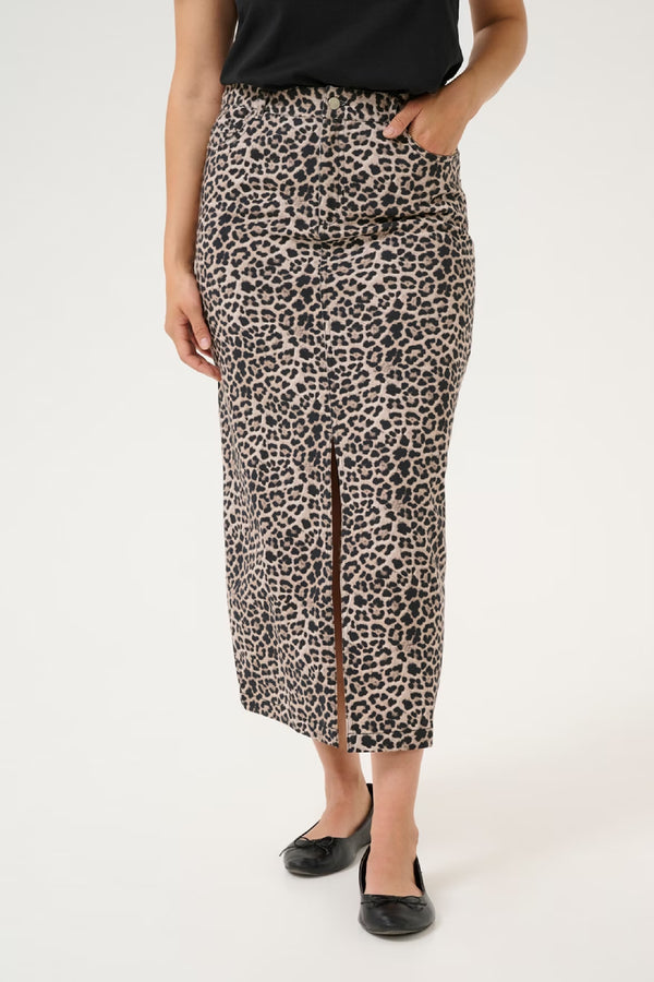 KALEONORA DENIM SKIRT in Leopard Print by Kaffee