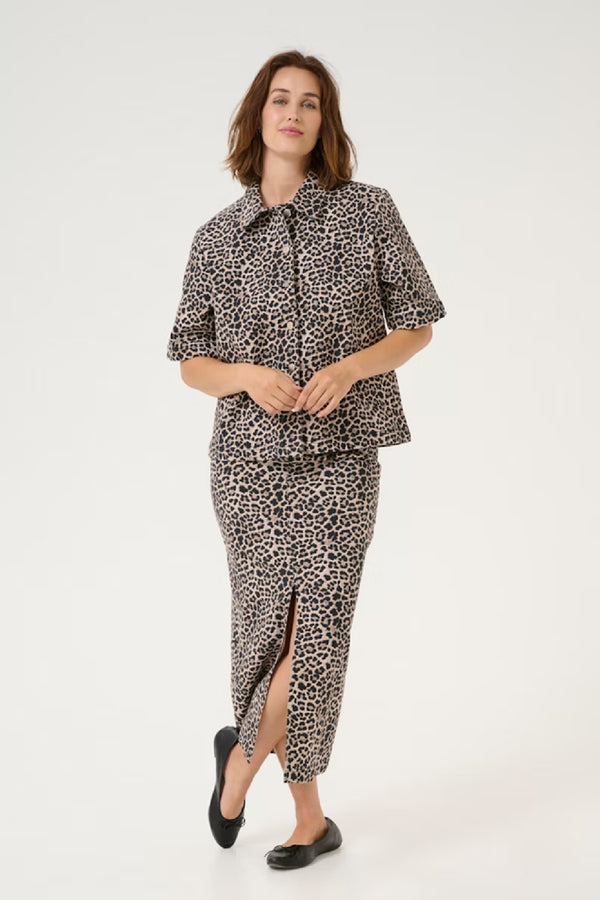 KALEONORA DENIM SKIRT in Leopard Print by Kaffee