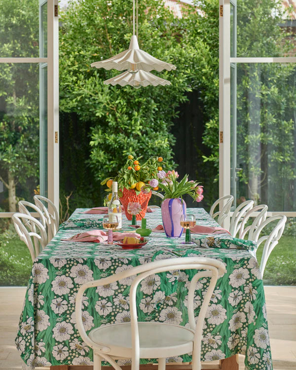 LINEN TABLECLOTH LARGE in Tumbling Flowers Green from the amazing range of Kip & Co