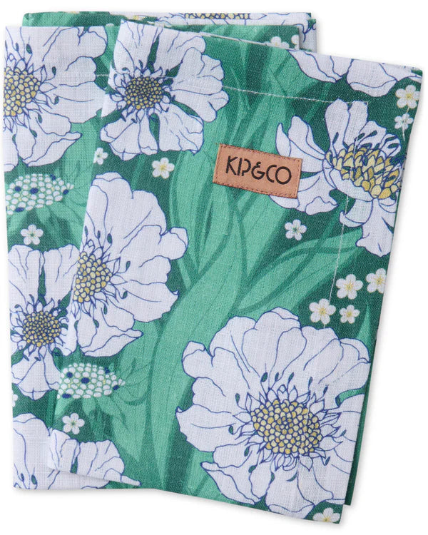 LINEN NAPKIN SET 4P in Tumbling Flowers Green from the amazing range of Kip & Co products
