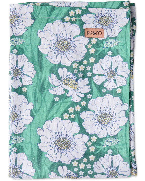 LINEN TABLECLOTH STANDARD  in Tumbling Flowers Green from the amazing range of Kip & Co