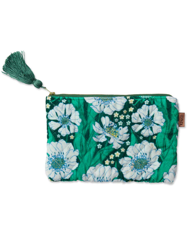 COSMETIC PURSE in Tumbling Flowers Green from the amazing range of Kip & Co