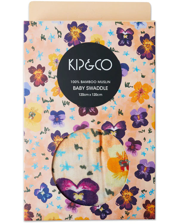 BAMBOO SWADDLE in Pansy from the amazing range of Kip & Co