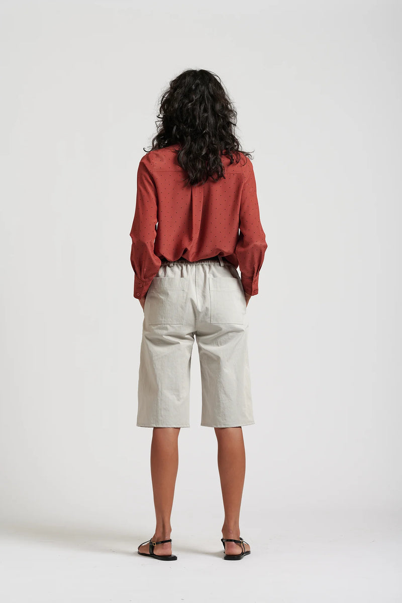 Le Dot Lightweight Silk Shirt in Rhubarb by Le Stripe