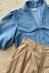 ANNYCK CHAMBRAY TOP | Light Blue