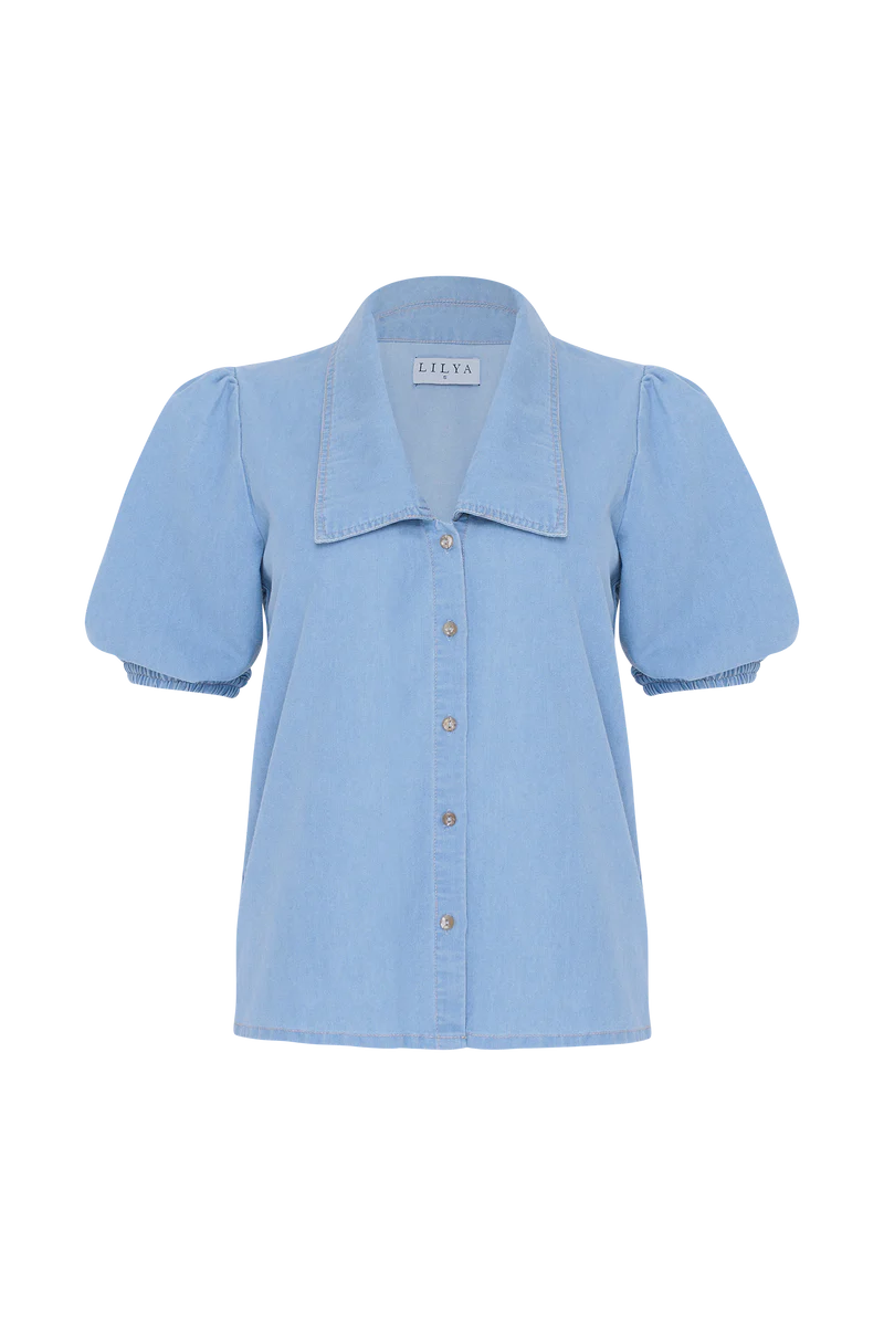 ANNYCK CHAMBRAY TOP | Light Blue