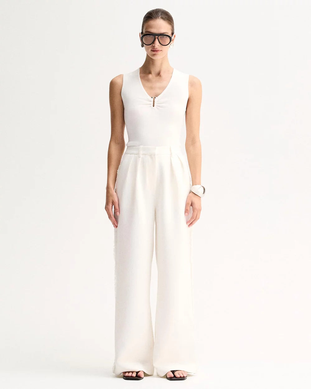 LINDSAY KNIT TOP in White by Elka Collective