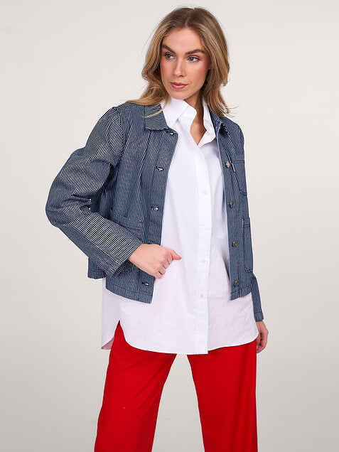 MAGDALENA JACKET in White Navy Stripe by Modstrom