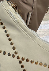 Murph and Murph Cove Petite bag in cream suede and gold studs