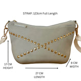 Murph and Murph Cove Petite bag in cream suede and gold studs