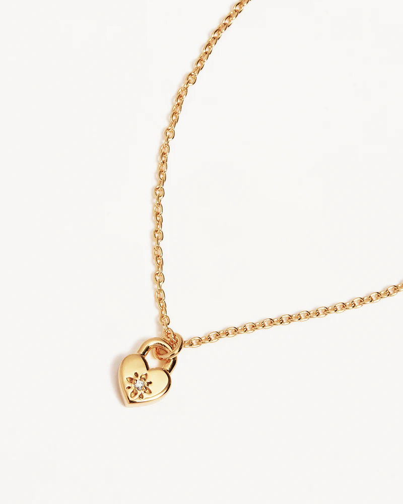 CRYSTAL LOTUS PADLOCK NECKLACE in 18k Gold Vermeil from By Charlotte