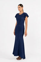 NATALYA BIAS MAXI DRESS in Storm Brocade by One Fell Swoo