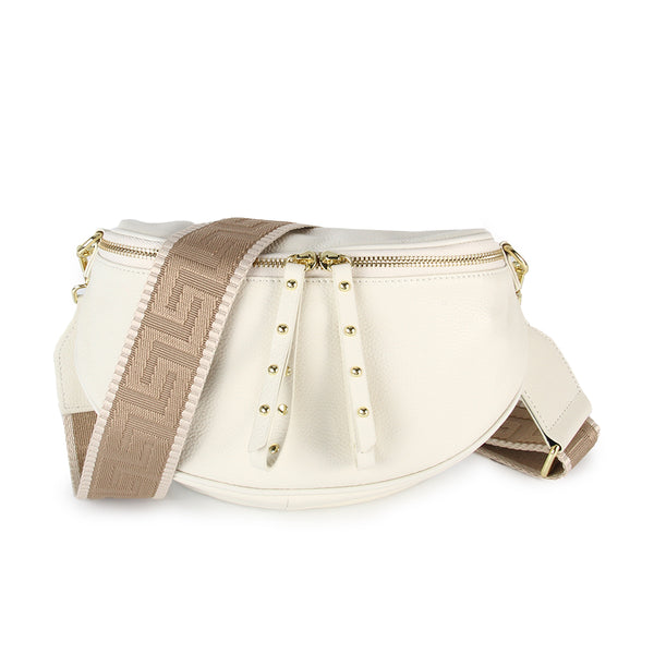 Obsessed Leather Crossbody Bag in Off White