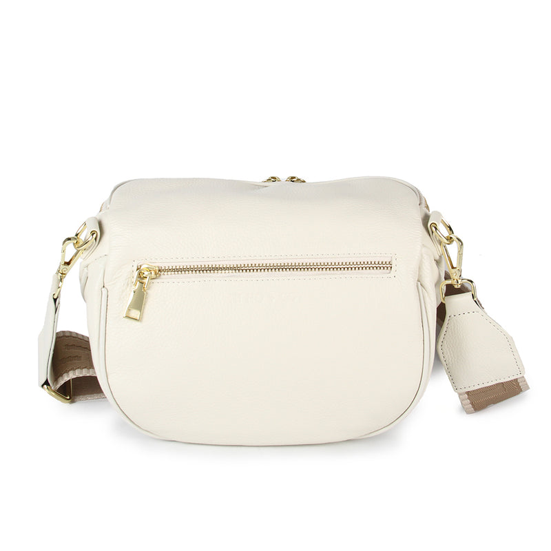 Obsessed Leather Crossbody Bag in Off White