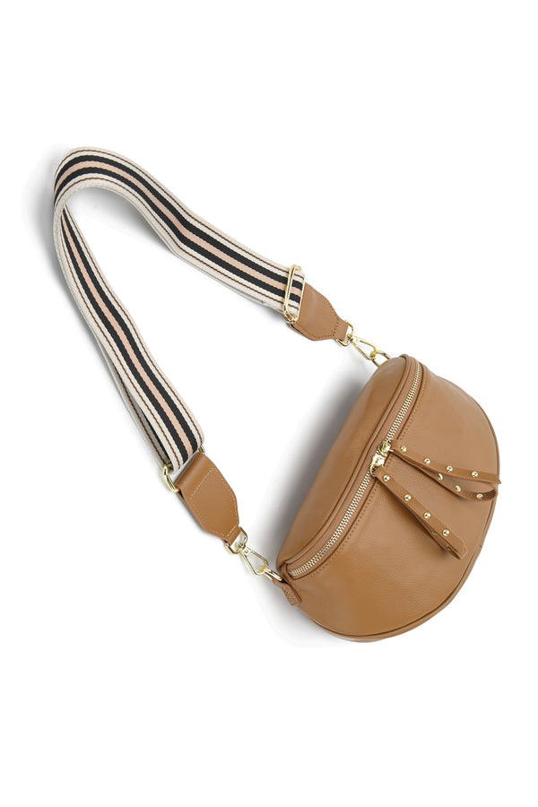 Obsessed Leather Crossbody Bag in Camel