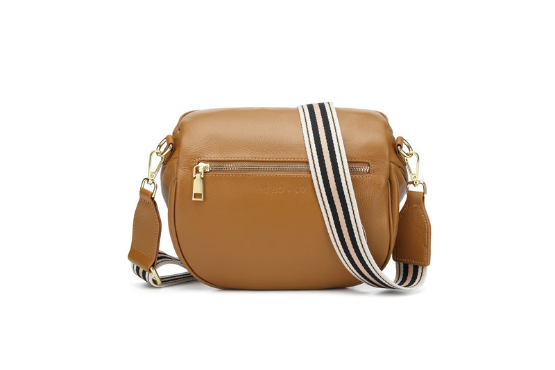 Obsessed Leather Crossbody Bag in Camel