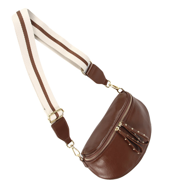 Obsessed Leather Crossover Bag in Brown