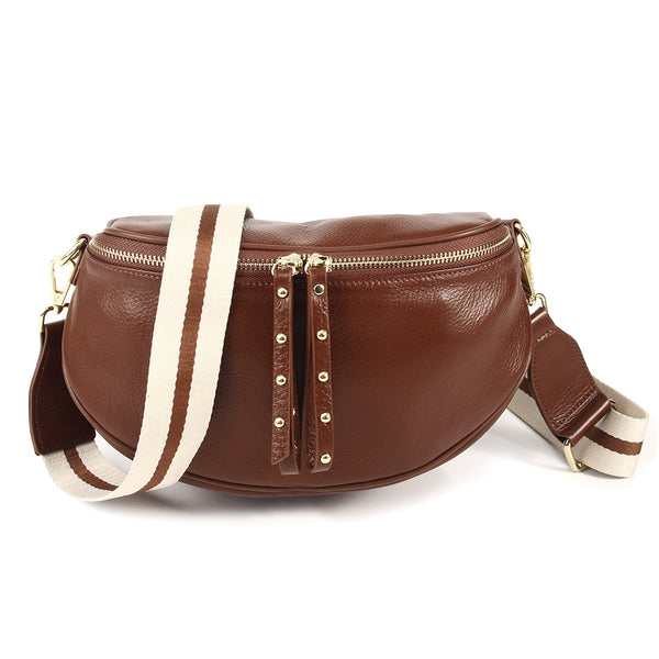 Obsessed Leather Crossover Bag in Brown