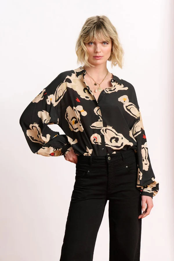 POM BLOUSE in Flower Glory Black from POM Amsterdam