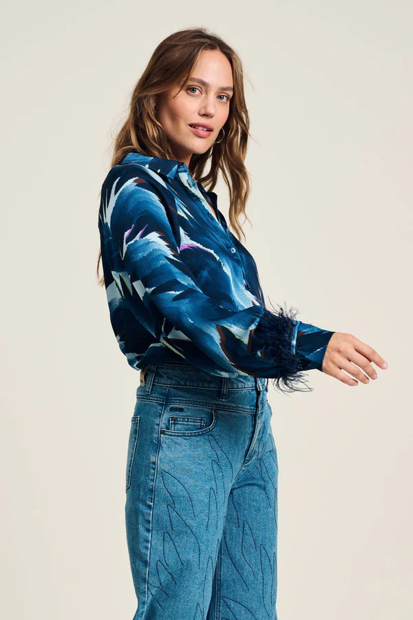 POM BLOUSE in Feathers Blue from POM Amsterdam