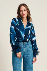 POM BLOUSE in Feathers Blue from POM Amsterdam