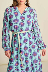 POM DRESS in Georgie Flower Aqua from POM Amsterdam