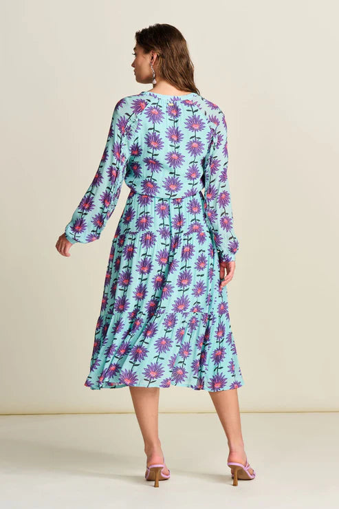 POM DRESS in Georgie Flower Aqua from POM Amsterdam