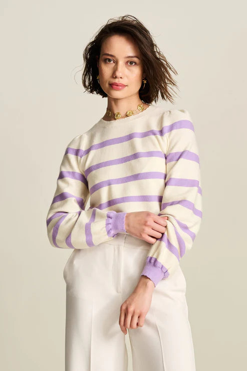 POM PULLOVER KNIT in Striped Purple from POM Amsterdam