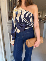 POM One Shoulder Top in Artisan Sand Beige by POM Amsterdam