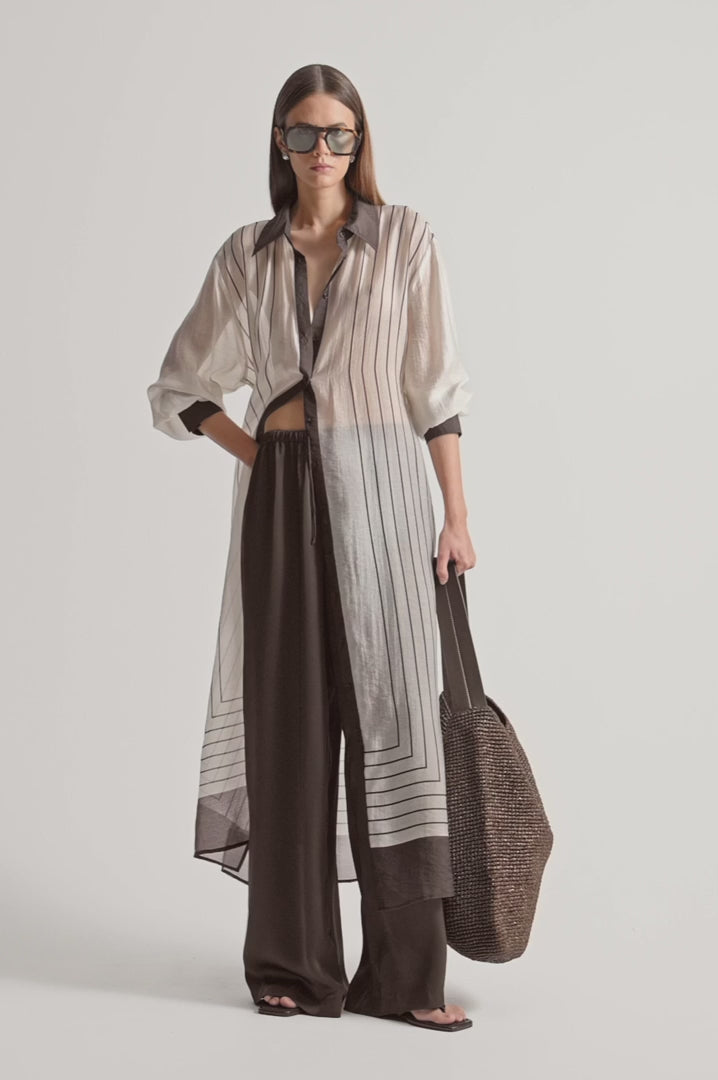 Havana Maxi Dress in Chocolate Strip by Elka Collective