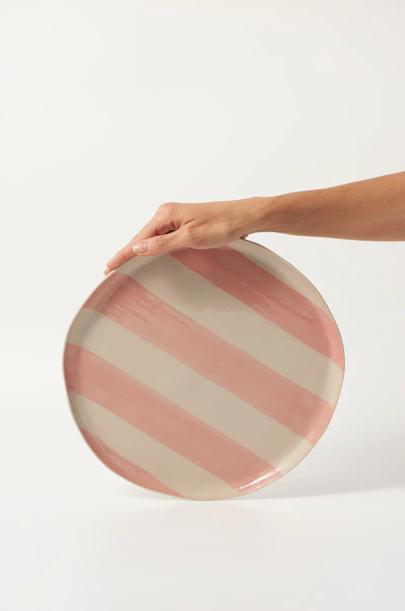 CABANA STRIPE PLATTER in Pink by Jones & Co