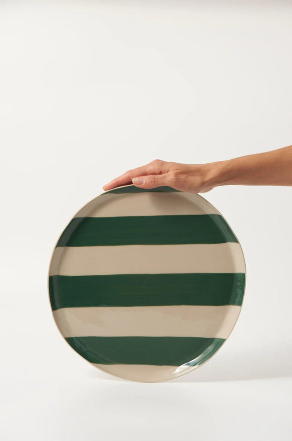 CABANA STRIPE PLATTER in Green by Jones & Co