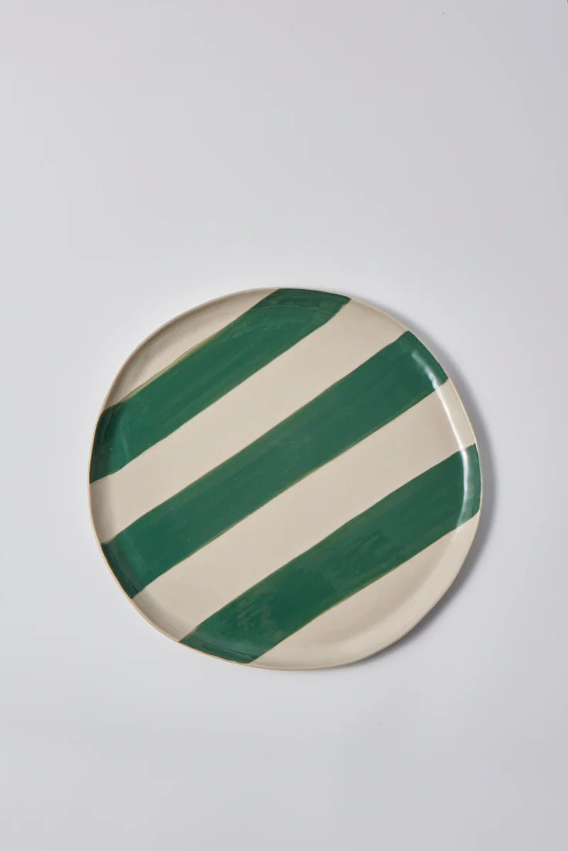 CABANA STRIPE PLATTER in Green by Jones & Co