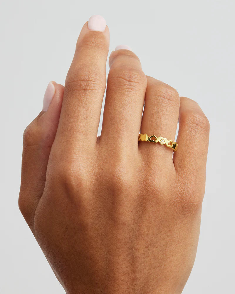 CONNECTED HEARTS RING in 18k Gold Vermeil from By Charlotte