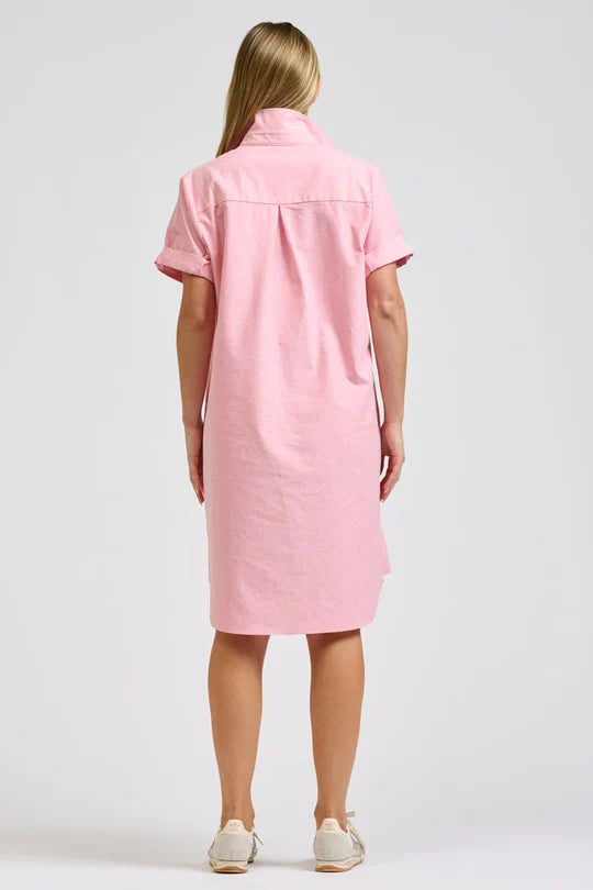 CATIE DRESS in Coral Oxford by Shirty
