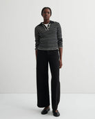 STRIPE POLO in Black Ecru Stripe by Kowtow