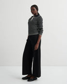 STRIPE POLO in Black Ecru Stripe by Kowtow