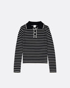 STRIPE POLO in Black Ecru Stripe by Kowtow