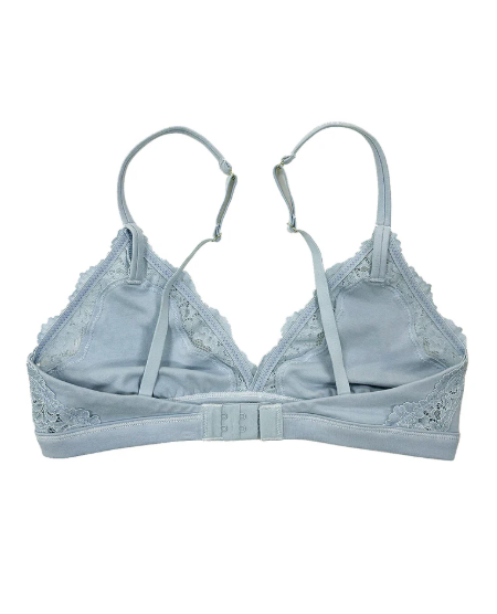 COTTON TRIANGLE LACE BRA in Dusty Blue by teysha