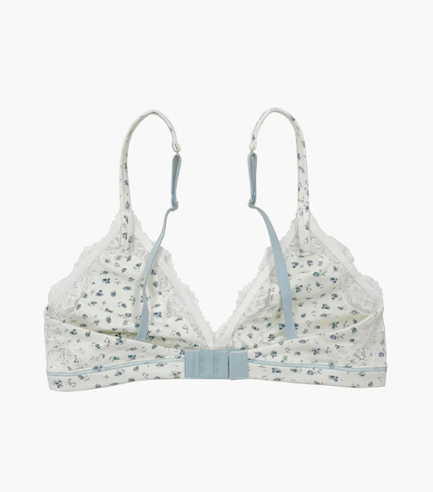 COTTON TRIANGLE LACE BRA in Ditsy Floral by teysha