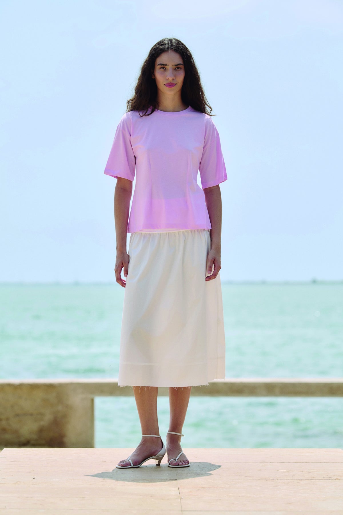 SHORT SLEEVE PINCHED T SHIRT in Pink Prett by Sita Murt