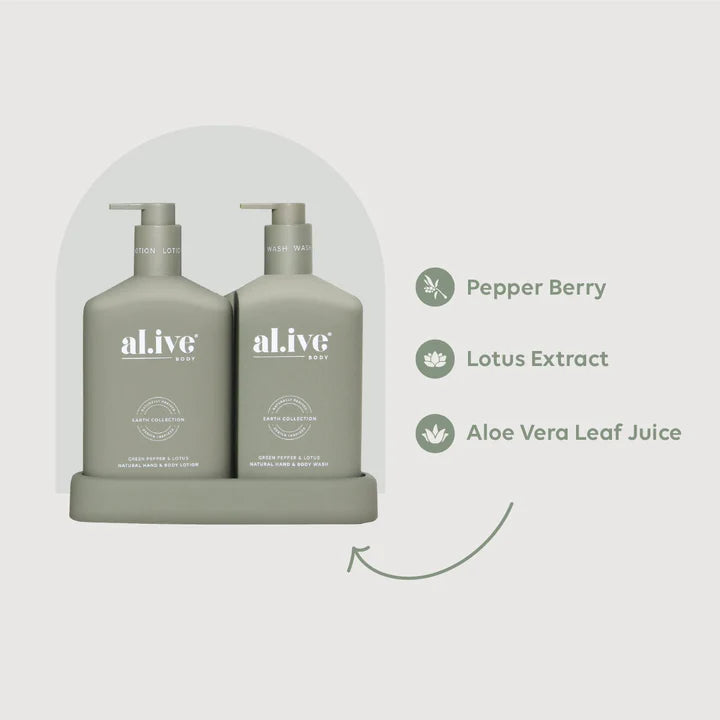 WASH & LOTION DUO in Green Pepper + Lotus by al.ive