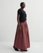 WEAVER SKIRT in Maroon Check by Kowtow