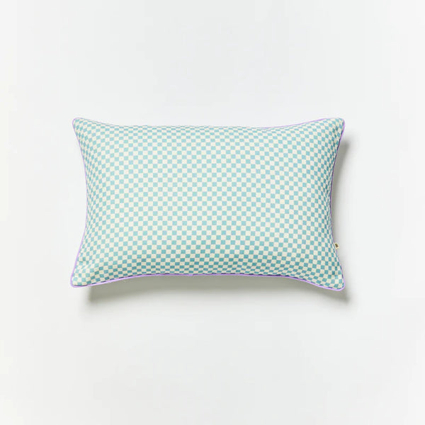 TINY CHECKERS OUTDOOR CUSHION 60x40cm in Powder Blue from Bonnie and Neil