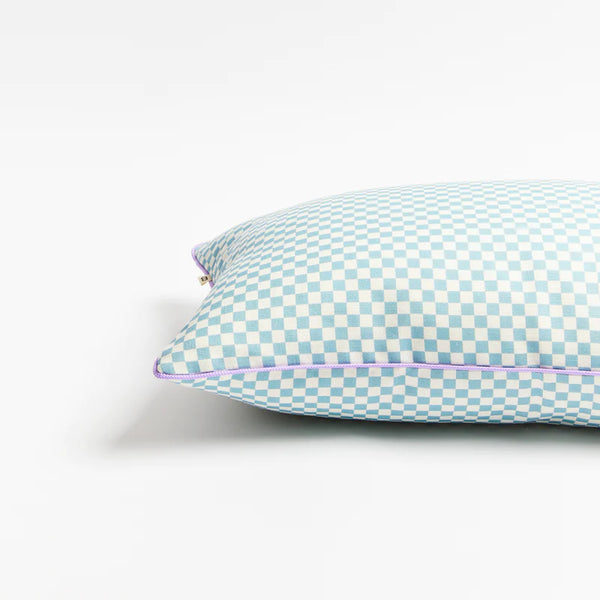 TINY CHECKERS OUTDOOR CUSHION 60x40cm in Powder Blue from Bonnie and Neil